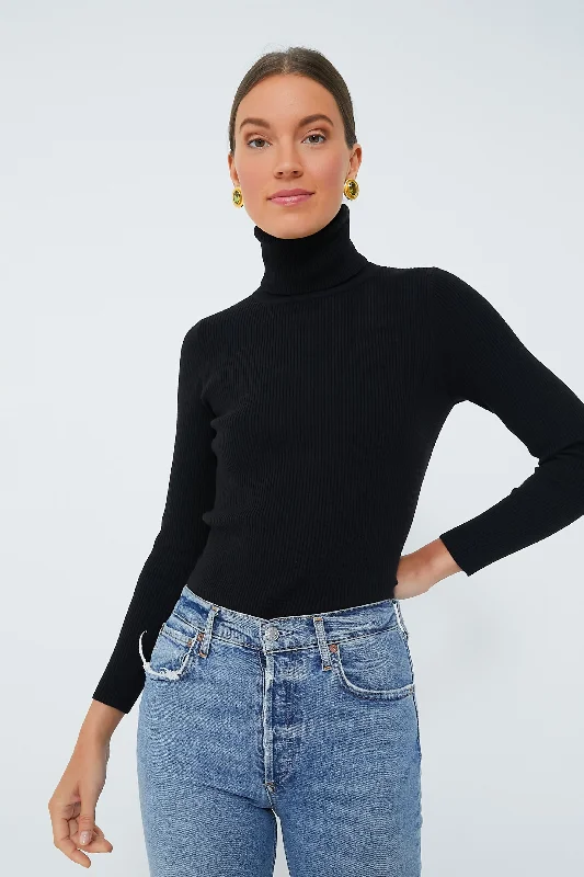 Soft Tops Black Arlo Ribbed Turtleneck