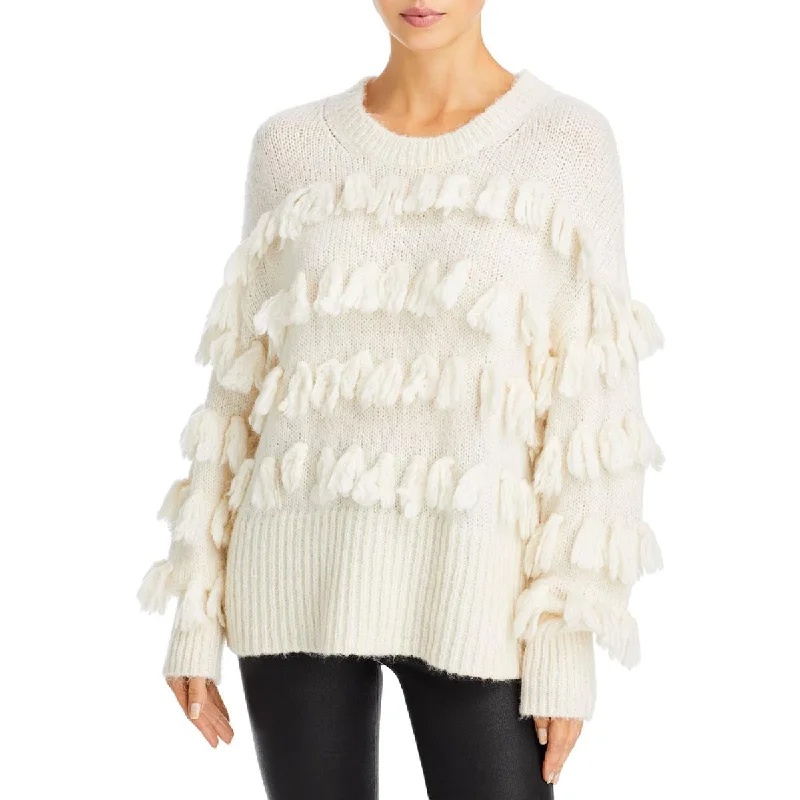 Lounge Chic Cinq a Sept Womens Merino Wool Tassel Crewneck Sweater