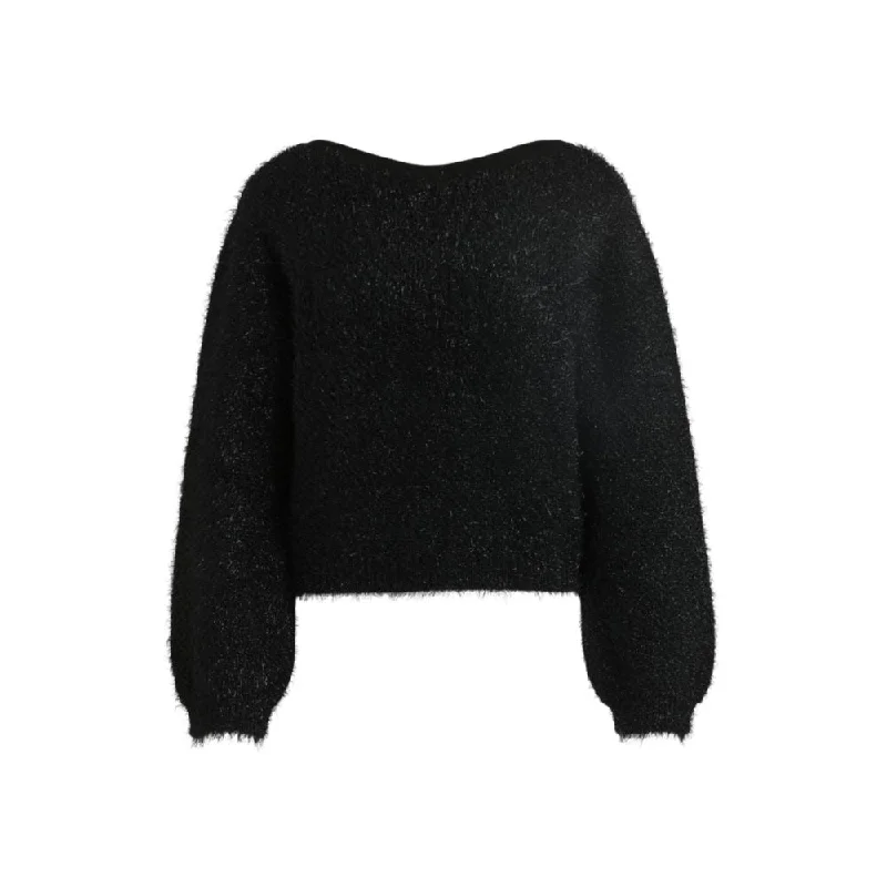 High-quality Design Fluffy slim-fit sweater with rear bow detail