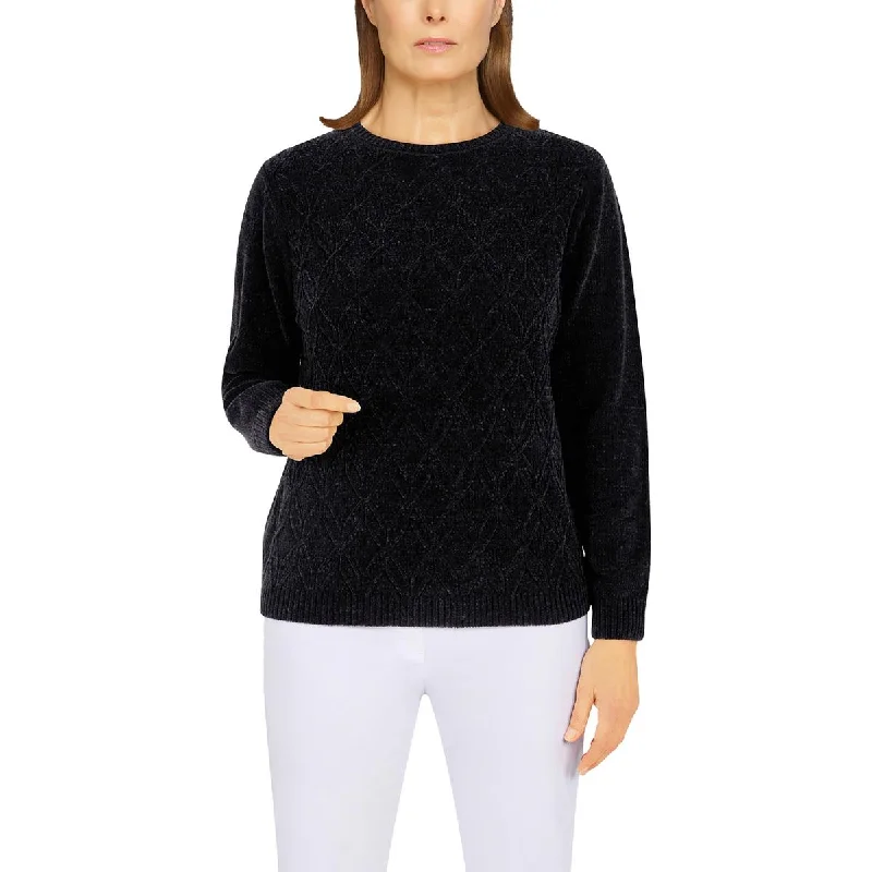 Alfred Dunner Womens Long Sleeve Cable Stitch Crewneck Sweater