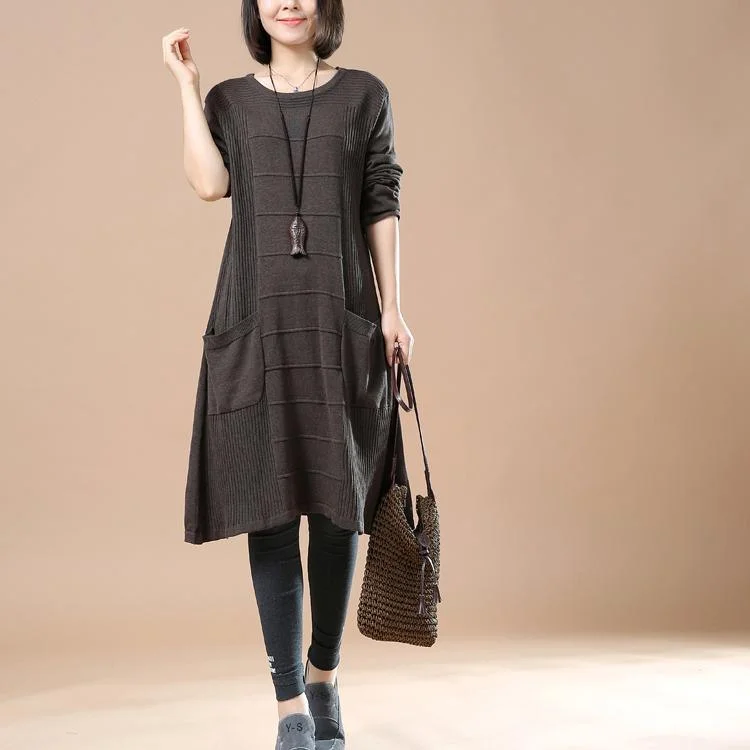 Artistic Temperament Chocolate new causal sweater dresses plus size