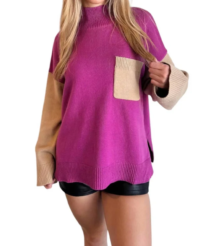 Melissa 2-Tone Sweater In Purple/brown