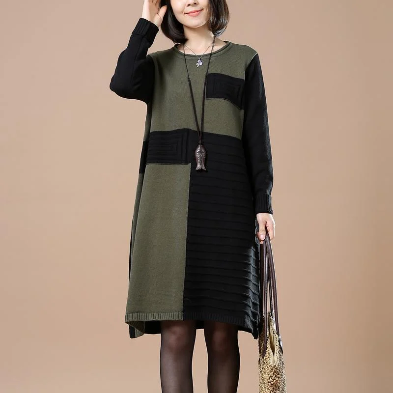 Exquisite Details black long sweaters color patchwork