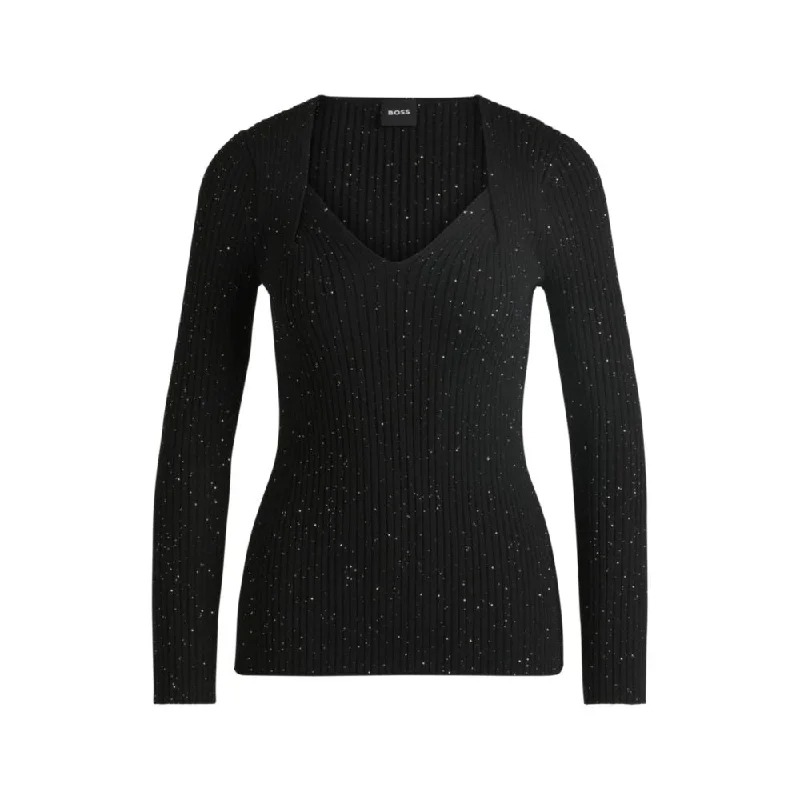 Innovative Design Ribbed sweater with sequin embellishments