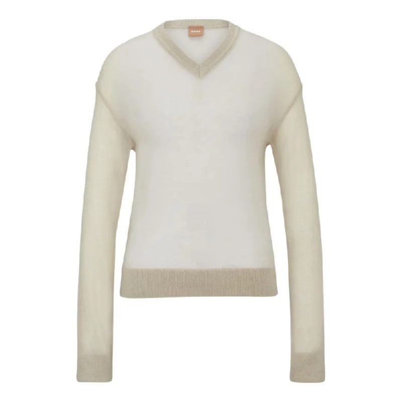 Lazy Home V-neck sweater in a sheer knit