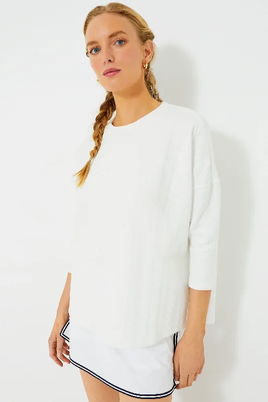 Warm Chic Outfits White Cable Ally Swing Sweatshirt