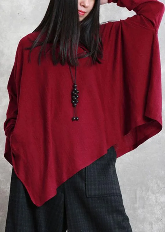 European And American Style Classy Mulberry Turtleneck Asymmetrical Design Fall Knit Sweaters