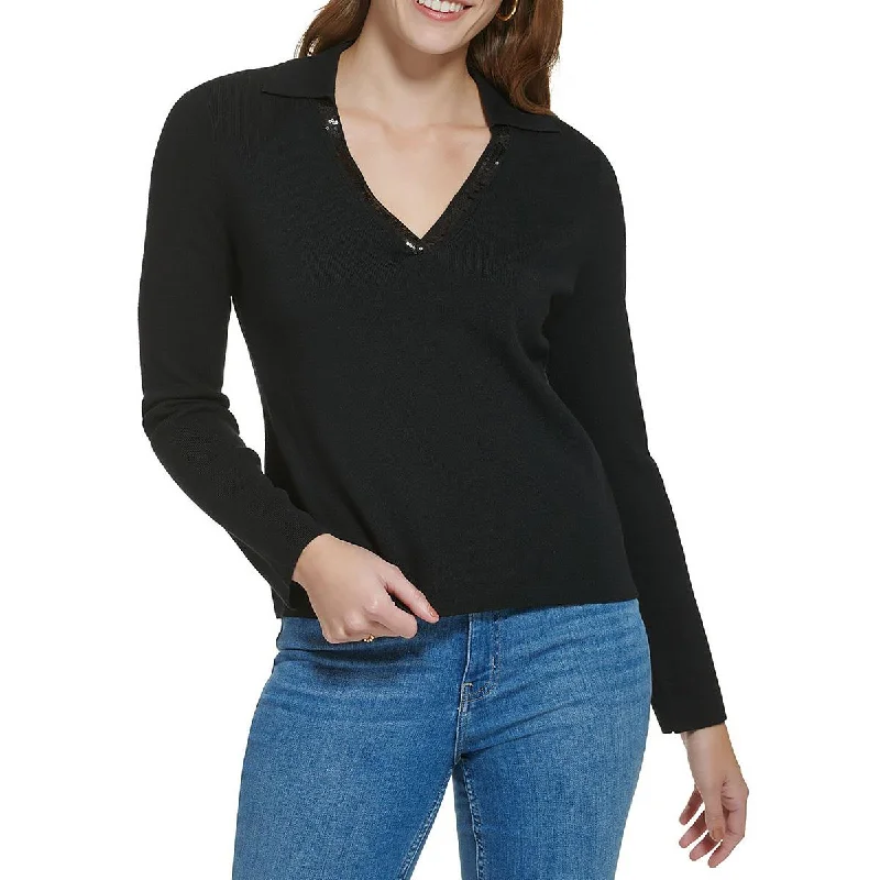 Fresh Wear Calvin Klein Womens Plus Embellished V-Neck Pullover Sweater