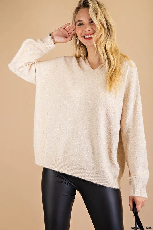 Embroidery Design Sweet Truths Luxe Thread Hooded Sweater (Natural Mix)