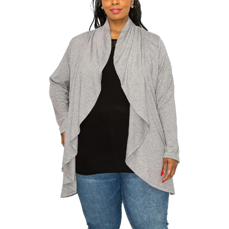 Coin 1804 Womens Plus Drapey Open Front Cardigan Sweater