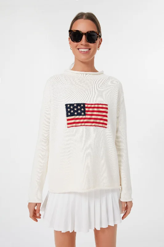 Urban Style Cotton Ivory Americana Sweater