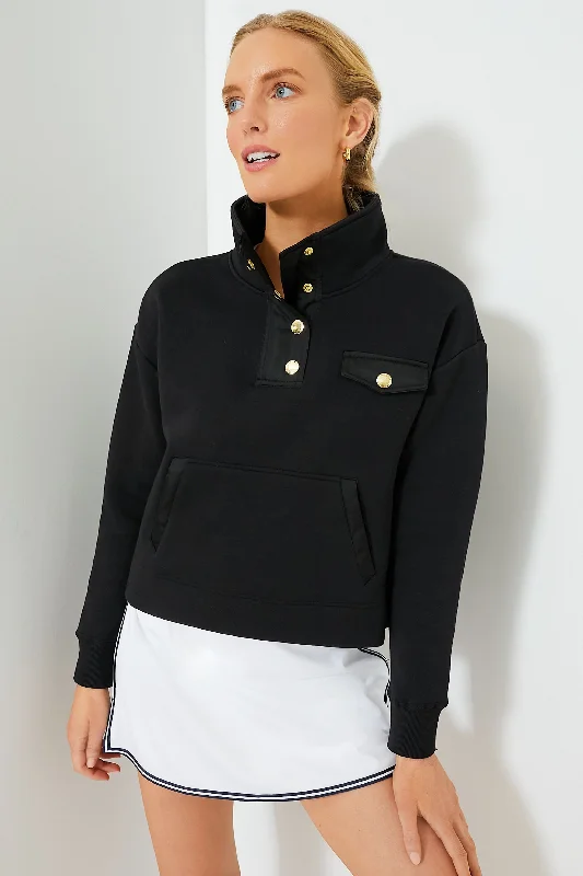 Casual Chic Wear Black Snap Neck Bailey Pullover