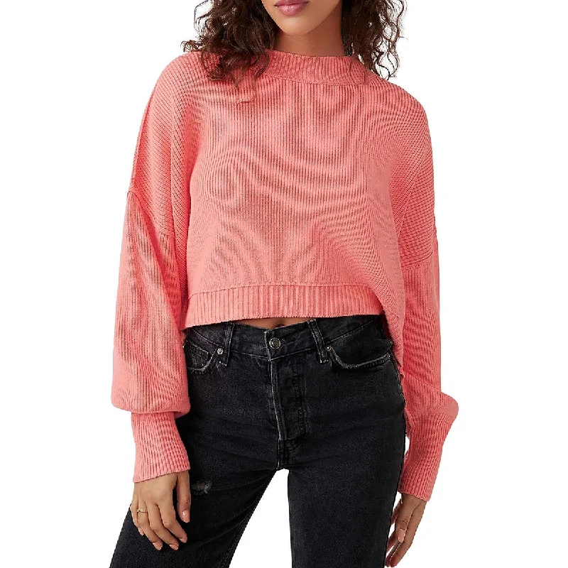 Free People Womens Easy Street Mock Neck Cropped Pullover Sweater