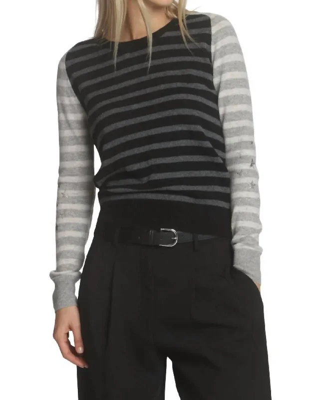 Emma Glory Stripe Top In Black