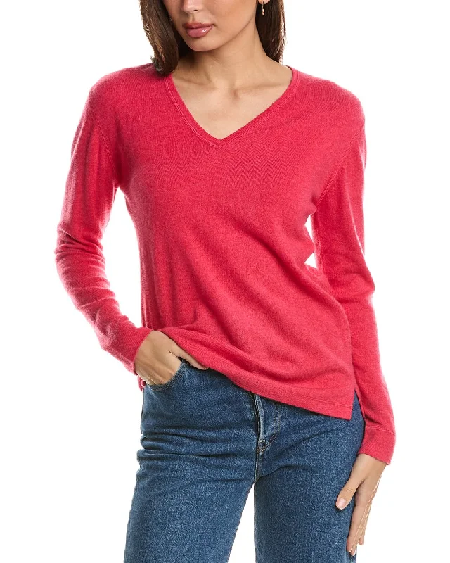 Fashion Must-have Forte Cashmere Coverstitch V-Neck Cashmere Sweater