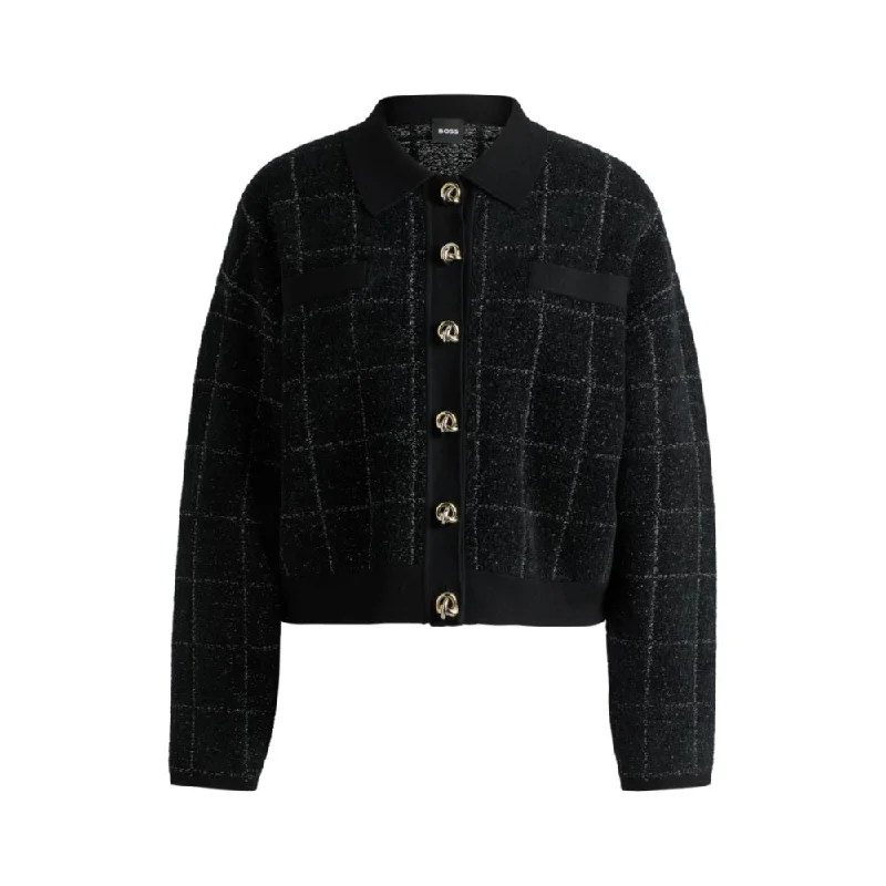 Elegant Temperament Cropped jacket in sparkle tweed with feature buttons