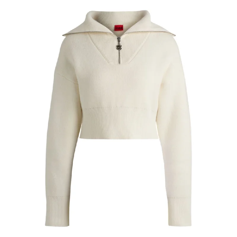 Fashion Elements Cropped sweater with stacked-logo zip puller