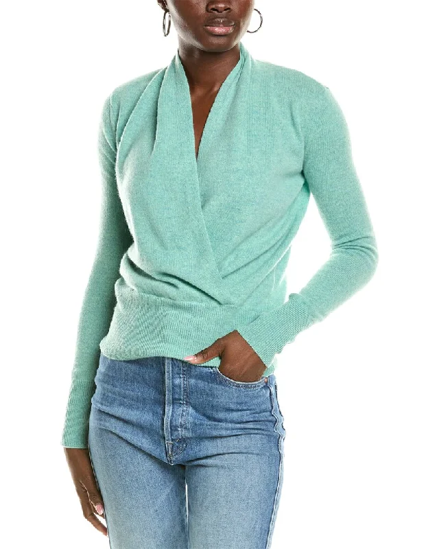 Cozy Chic Wear sofiacashmere Modern Faux Wrap Cashmere Sweater