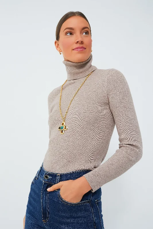 Timeless Comfort Oat Arlo Ribbed Turtleneck