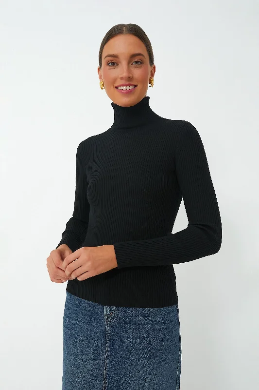 Cozy Knits Black Sonia Ribbed Turtleneck