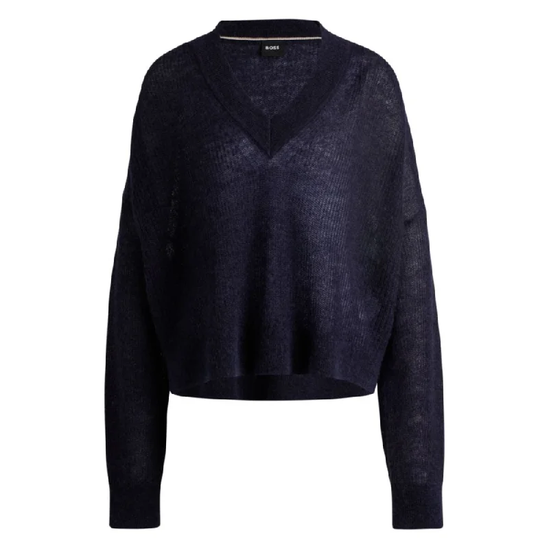 Easygoing Outfits V-neck sweater with melange effect