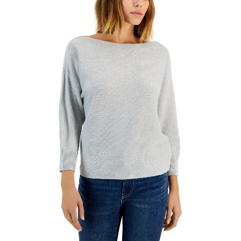 Stylish Ease Tommy Hilfiger Womens Metallic Bateau Neck Pullover Sweater