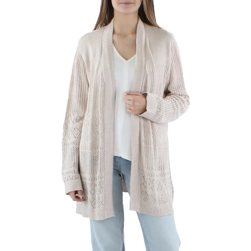 Warm Comfort Belldini Womens Plus Ribbed Trim Crochet Cardigan Sweater