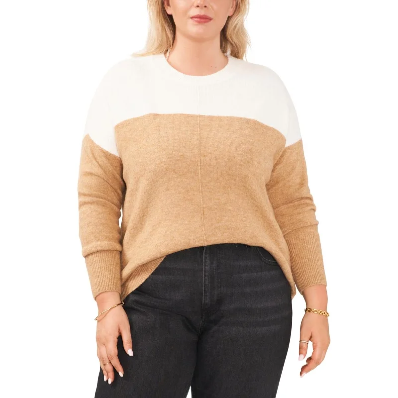 Sweet Breath Vince Camuto Womens Plus Knit Colorblock Crewneck Sweater