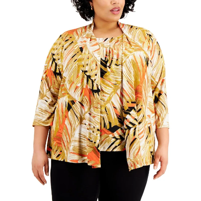 Smart Comfort Kasper Womens Plus Office Open Front Cardigan Sweater