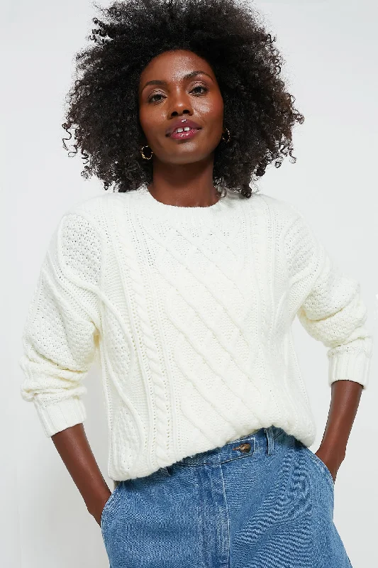 Windbreaker fashion Ivory Cable Knit Courchevel Sweater