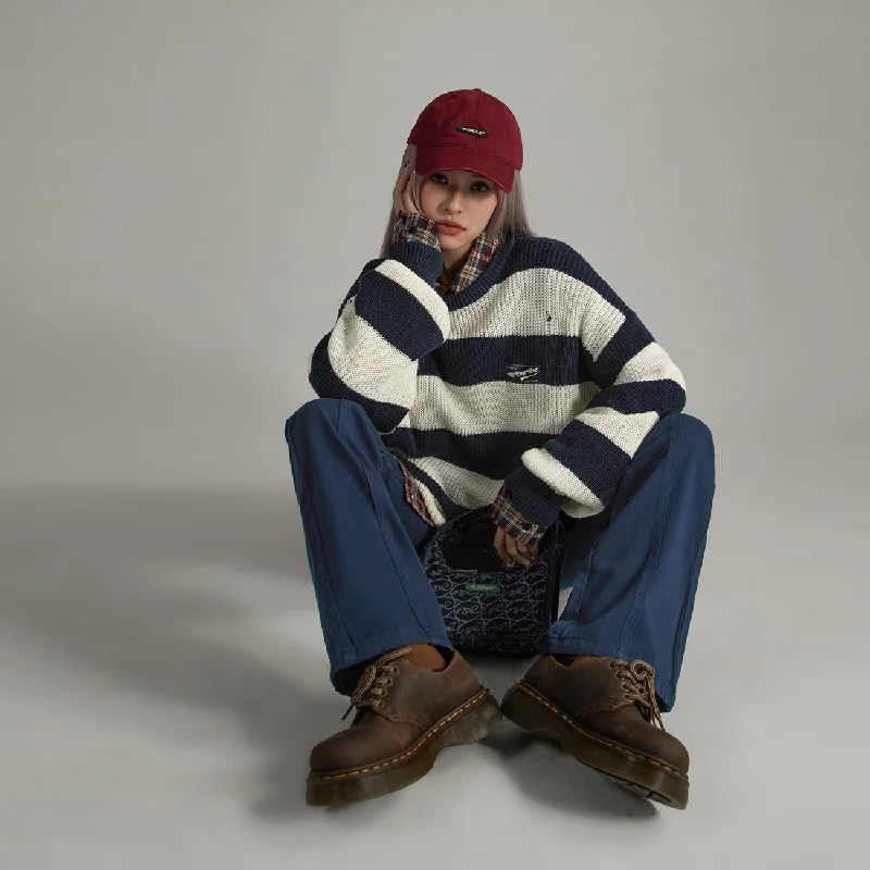 Breezy Style Stripe Loose Fit Knit Sweater