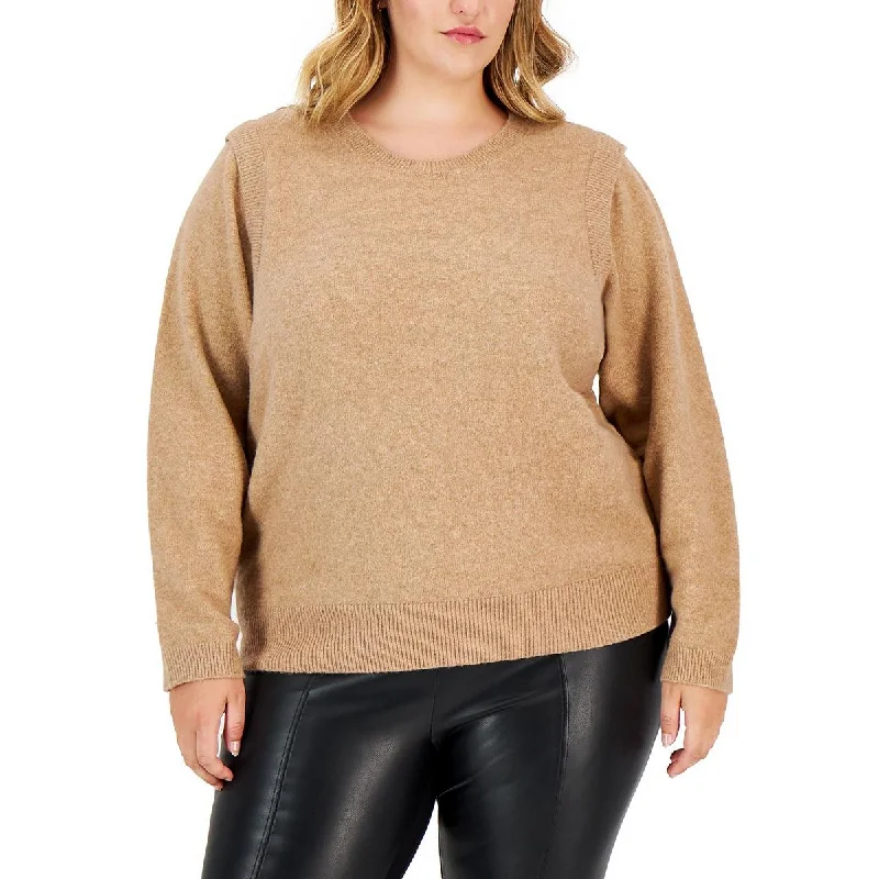 Soft Wear Calvin Klein Womens Ribbed Trim Knit Crewneck Sweater