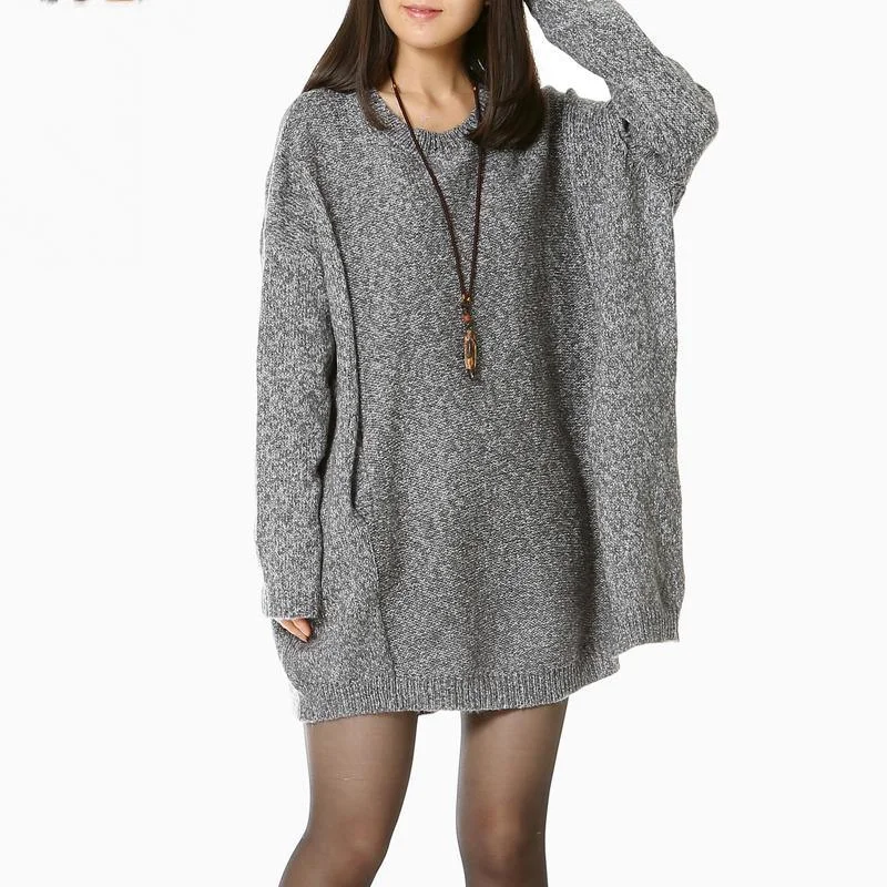 Relaxed Chic Gray oversized woman sweaters top