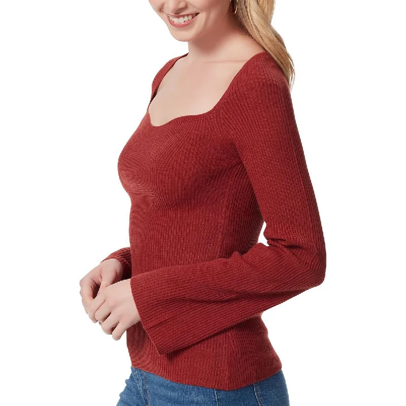 Light Comfort Jessica Simpson Womens Sweetheart Neckline Ribbed Pullover Sweater
