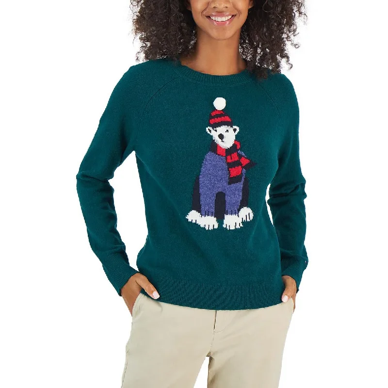 Urban Chic Tommy Hilfiger Womens Polar Bear Wool Blend Graphic Pullover Sweater