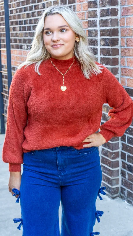 Fashion Classic Southern Shirt Feather Knit Mockneck Sweater - Sugar Swizzle