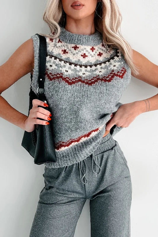Relaxed Style Winter Solstice Sweater Vest (Grey Combo)