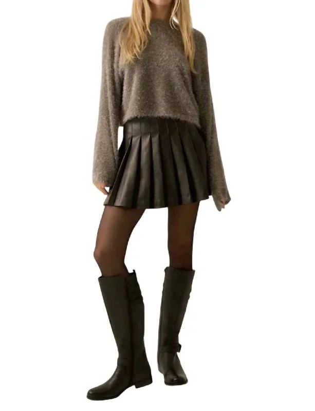 Winter Wonderland Metallic Fuzzy Knit Sweater In Charcoal