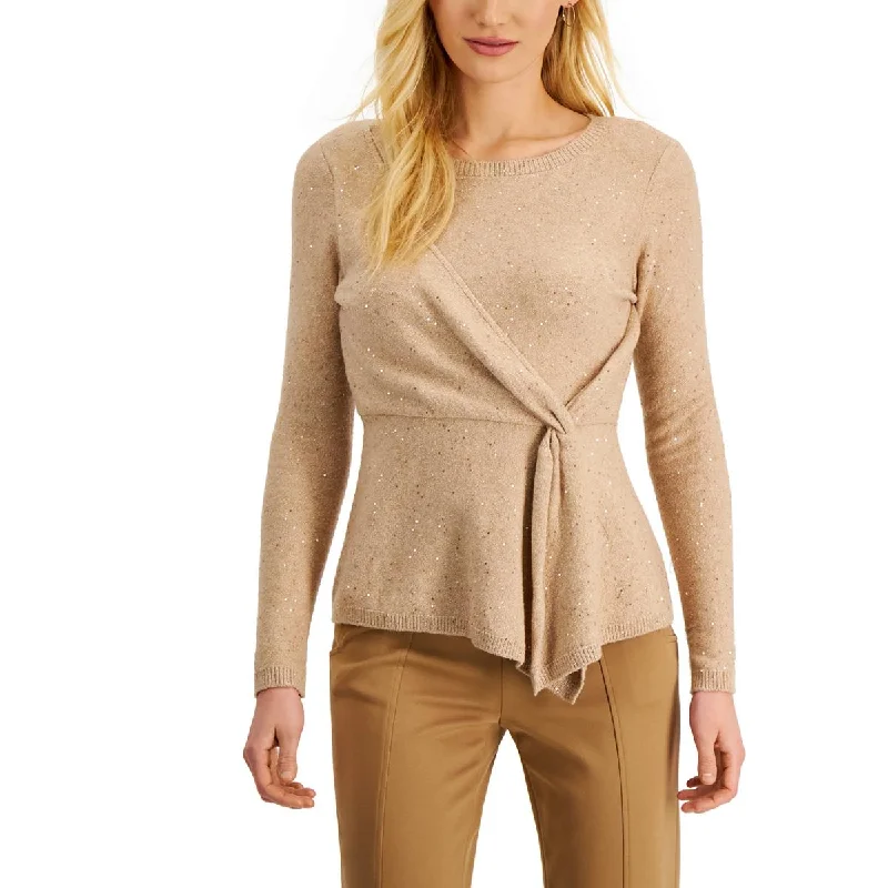 Donna Karan Womens Metallic Knit Pullover Sweater