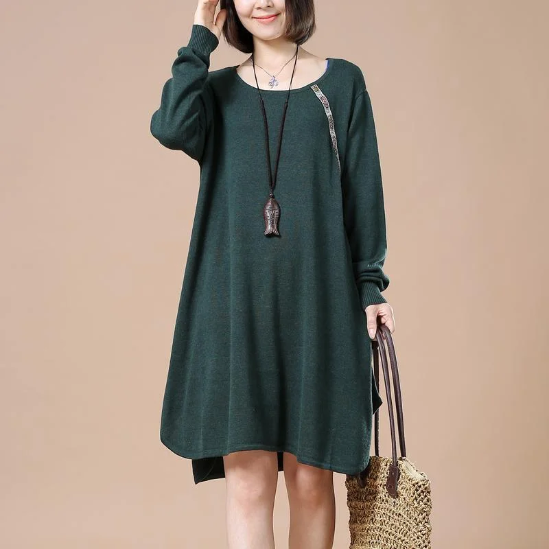Personal Design Green baggy spring sweaters oversize knit dresses