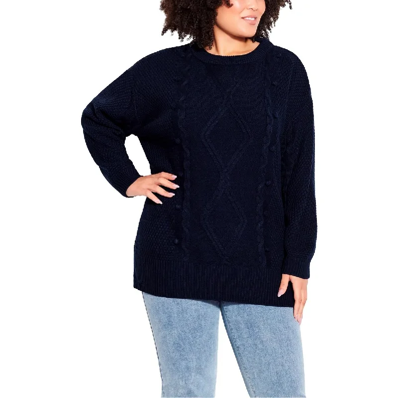 Chic Outfits Evans Womens Plus Knit Long Sleeves Pullover Sweater