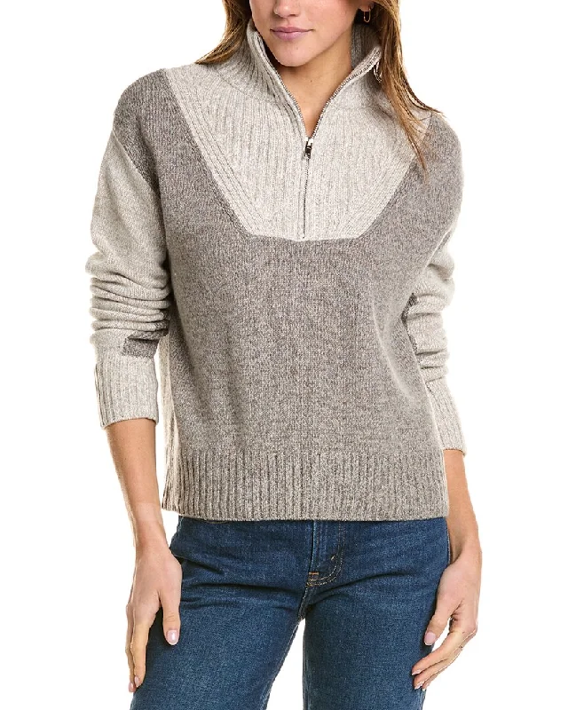Personalized Outfit Monrow Marled Colorblocked Wool & Cashmere-Blend 1/2-Zip Sweater