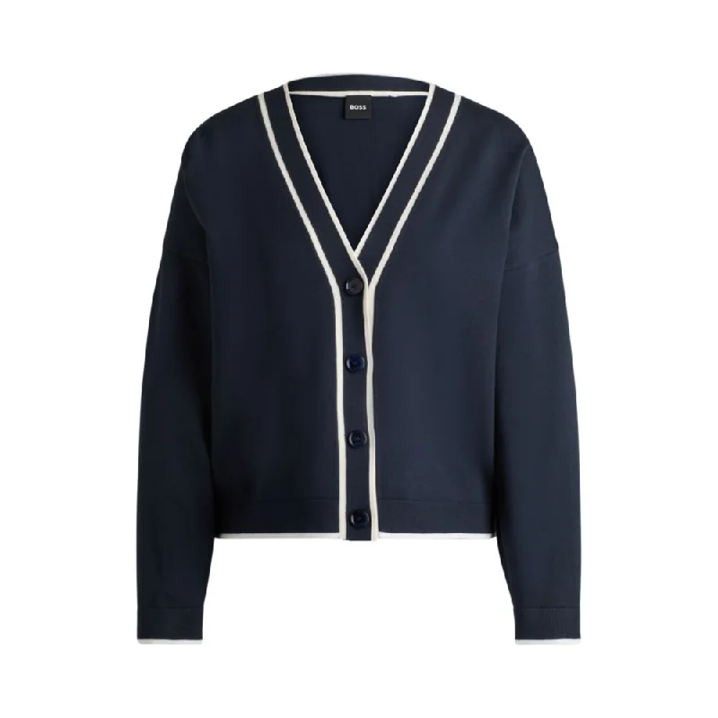 Stylish Comfort V-neck cardigan in stretch fabric with button closure
