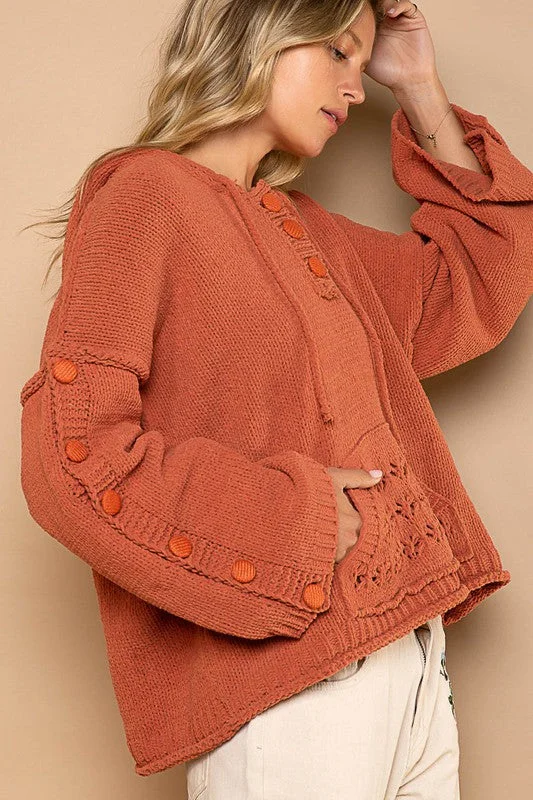 Classic Not A Morning Person Oversized Hooded Sweater (Burnt Brick)