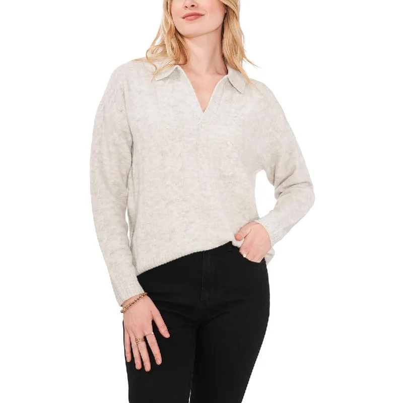 Relaxed Looks 1.State Womens Cable Knit Collared Pullover Sweater