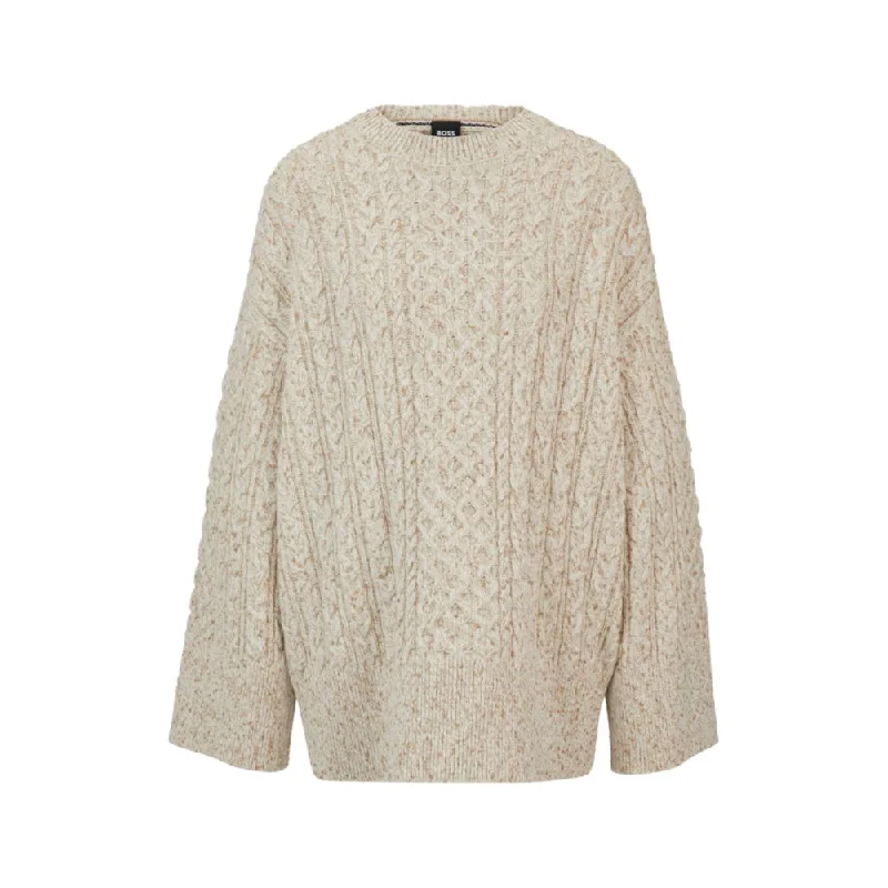 Easy-to-Wear Wool-blend sweater with cable-knit structure