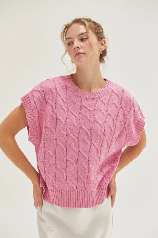 Modern Chic Oversized Cable Knit Sweater Vest