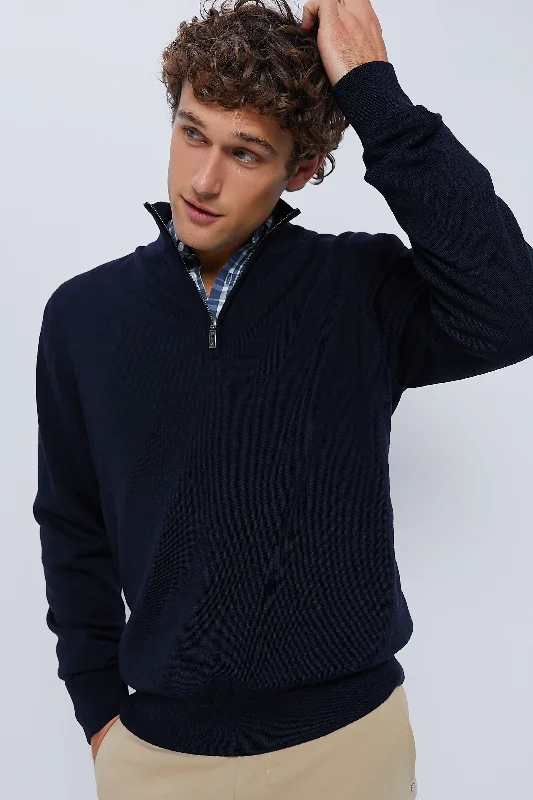 Navy Gamlan Half Zip Sweater