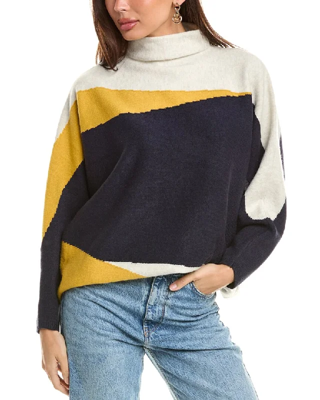 Bright Colors Maronie Mock Neck Dolman Wool-Blend Sweater