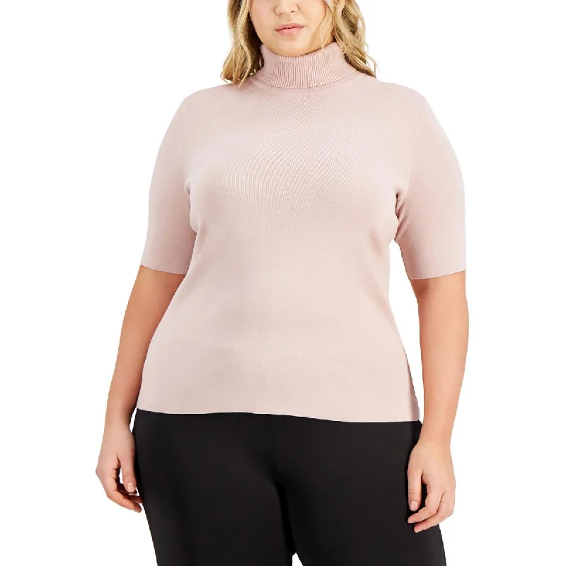 Sweet Breath Anne Klein Womens Plus Turtleneck Elbow Sleeves Turtleneck Sweater
